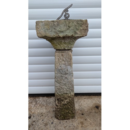 878 - A Natural Stone And Lead Sundial - 75cm Tall