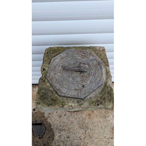 878 - A Natural Stone And Lead Sundial - 75cm Tall