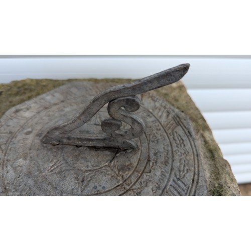 878 - A Natural Stone And Lead Sundial - 75cm Tall