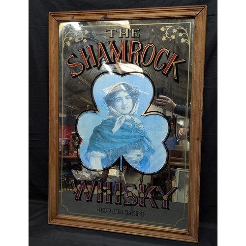 148 - A Large Shamrock Whiskey Dublin Pub Mirror - 69 x 102cm