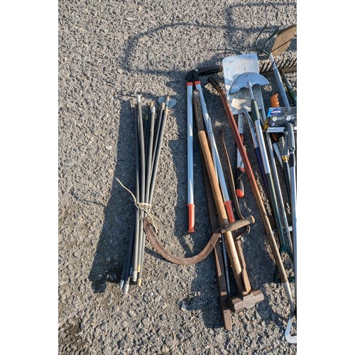 1455B - Selection Of Tools Including Garden, Building, General, Including Wolf Drain Rods & Attachments