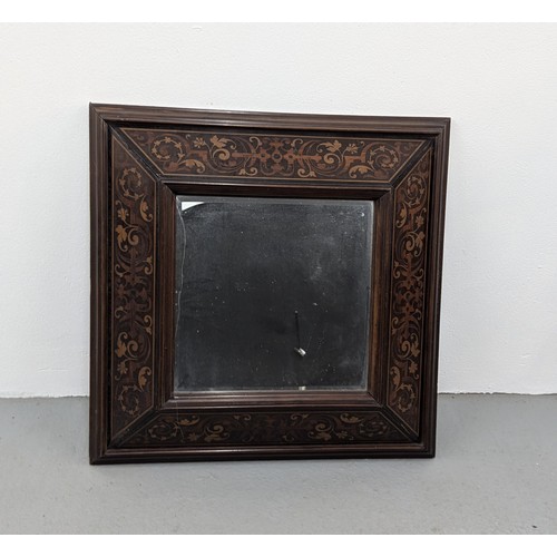 79 - A Marquetry Inlaid Ornate Mirror 80cm x 80cm Square