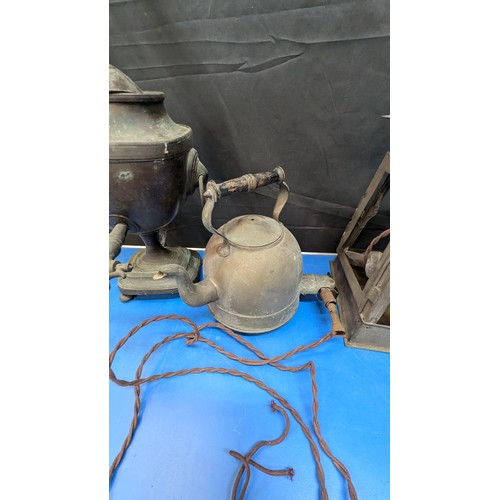 788 - Antique Kettle, Lantern And Spirit Kettle