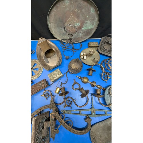 790 - Glory Box Of Mixed Brass, Copper And Other Metalware