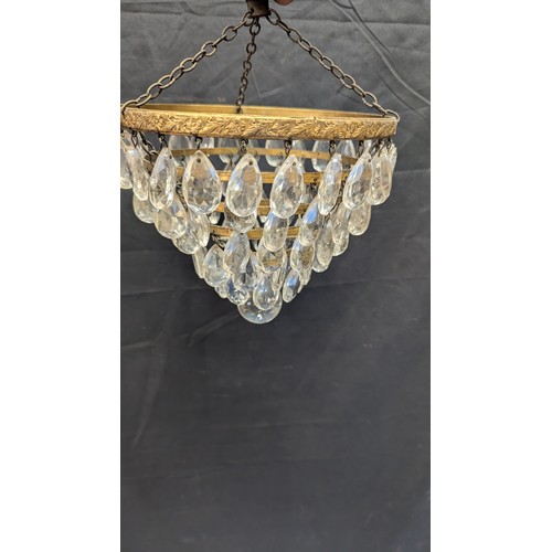 792 - 2 Brass And Glass Chandeliers