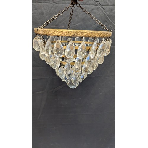 792 - 2 Brass And Glass Chandeliers