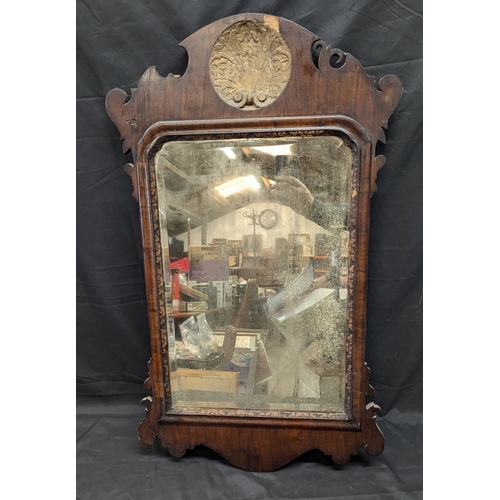 1085 - ..A George II Walnut Veneer and Parcel Gilt Mirror (Later Bevelled Glass) some Loses 88cm x 50xm