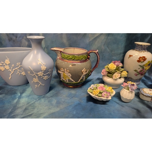 1077 - ..An Assortment of Ornaments including Copeland Spode, Coalport,  Cranberry Glass etc. ( 10 x pieces... 