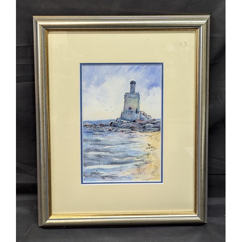 1327 - .A Watercolour Of A Lighthouse 38 x 46cm In Frame