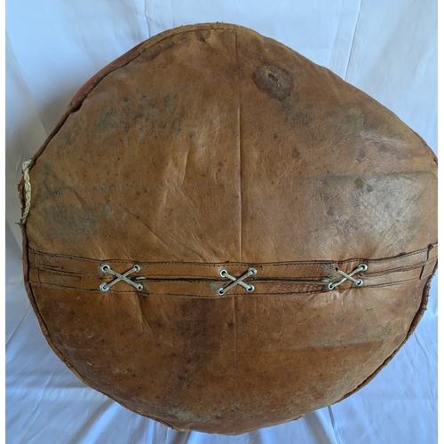 508 - A Moroccan Leather Handmade Pouffe - 28 x 55 x 55cm