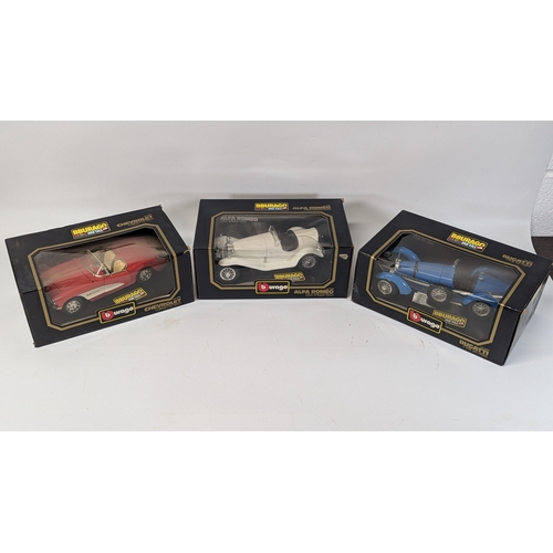 1065 - ..Burago Corvette 1957, Alfa Romeo 2300 Spider And Bugatti Type 59 Models