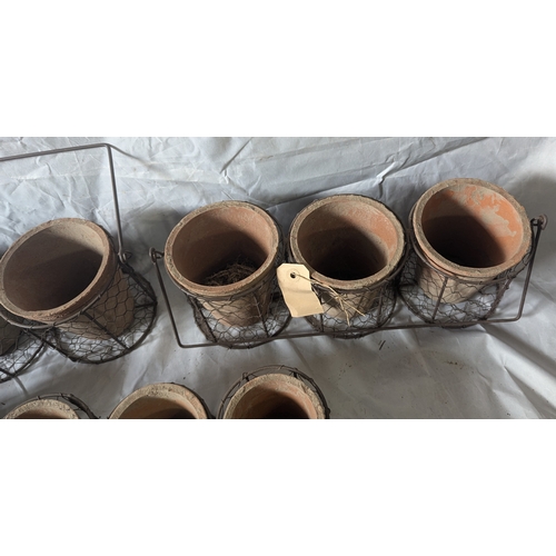 16 - 5x Metal Carrying Racks With Terracotta Pots