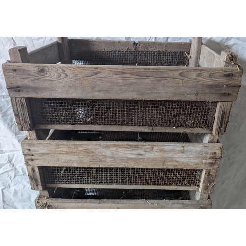 21 - 6x Wooden Crates With Mesh Bottoms 19cm H x 51cm W x 39cm D