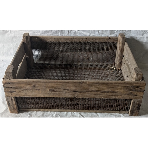 21 - 6x Wooden Crates With Mesh Bottoms 19cm H x 51cm W x 39cm D