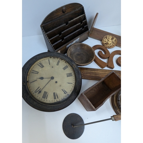 524 - Selection Of Wooden Items Including Clock Barometer, Letter Rack And Much More