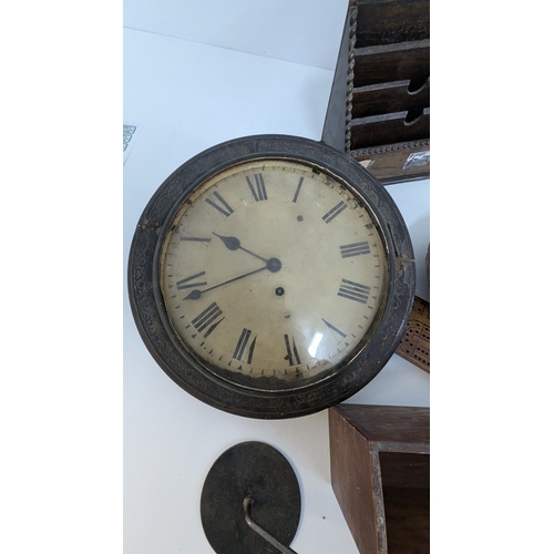 524 - Selection Of Wooden Items Including Clock Barometer, Letter Rack And Much More