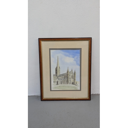 1316 - .A.J. Wood, A Watercolour Of Salisbury Cathedral - 55 x 44cm