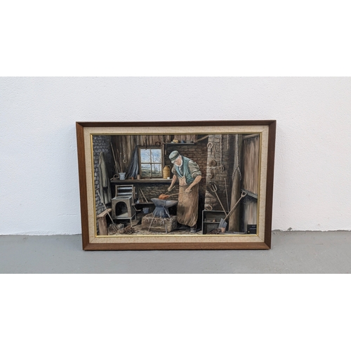 1319A - An Oil On Canvas Of A Blacksmith By Millis Jackson - 63 x 43cm