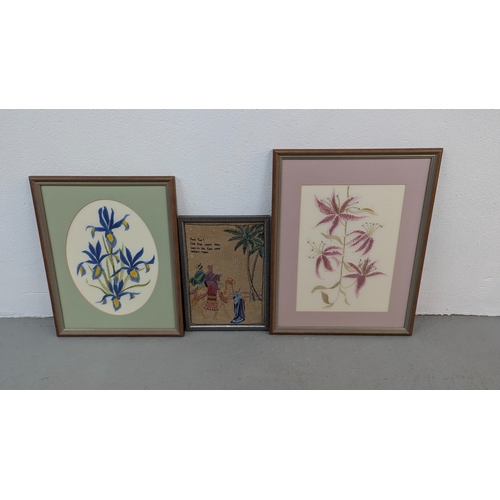 592 - .3 Framed Embroideries