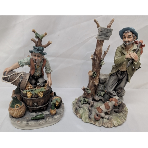 624 - .Capo-Di-Monte Porcelain Figures - 'Where Shall I Go' & 'The Wine Expert'