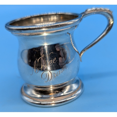 741 - *A Silver Hallmarked Dram Of Whiskey Tankard - 36gms