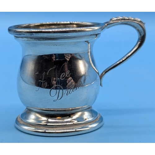 741 - *A Silver Hallmarked Dram Of Whiskey Tankard - 36gms