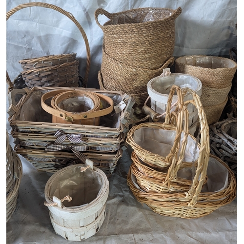 46 - Large Wooden Crate Of Baskets And Pot Holders