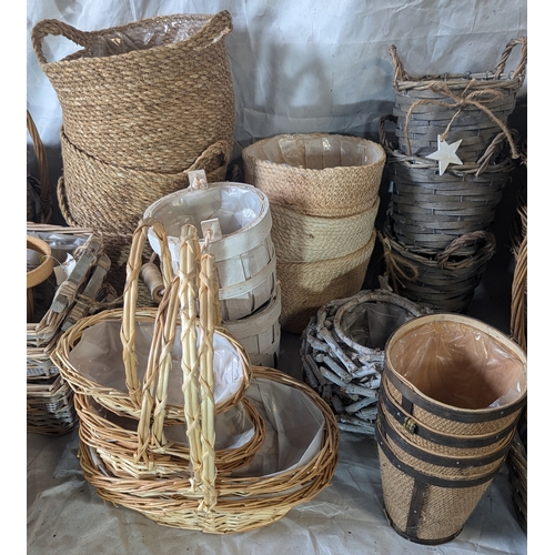 46 - Large Wooden Crate Of Baskets And Pot Holders