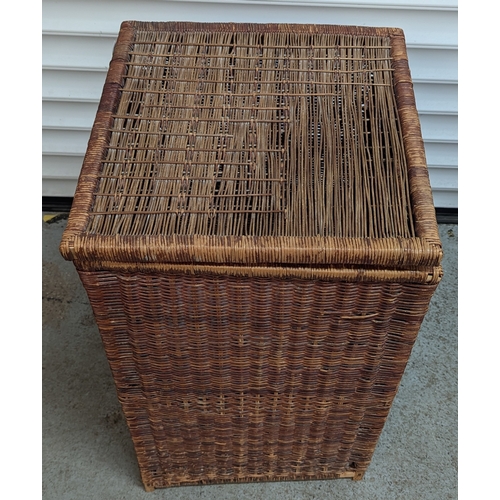 528 - Pine Bedside Table And Rattan Linen Basket