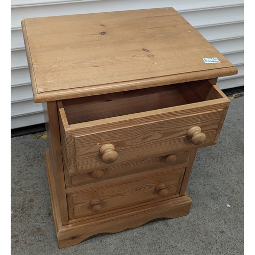 528 - Pine Bedside Table And Rattan Linen Basket