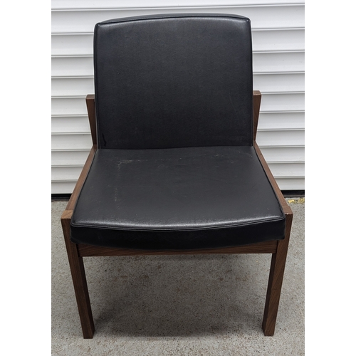 612 - A Mid Century Teak And Black Vinyl Desk Chair