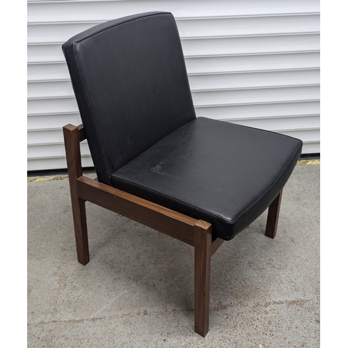 612 - A Mid Century Teak And Black Vinyl Desk Chair