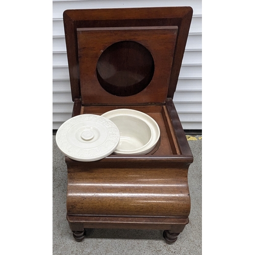 644 - An Antique Victorian Crotch Mahogany Chamber Pot Commode