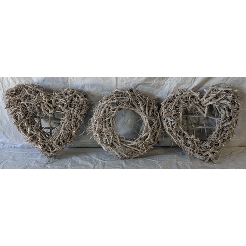 49 - 3x Wreathes - One Rustic Wreath And Two Round Wreathes