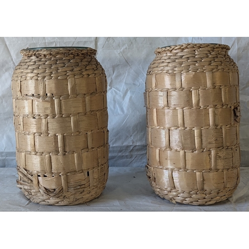 50 - 7x Large Vases Including 5 Cream Porcelain, 2 Glass And Rattan