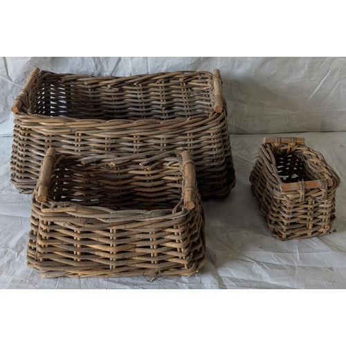 66 - Nest Of 3 Stacking Wicker Baskets