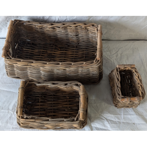 66 - Nest Of 3 Stacking Wicker Baskets