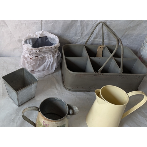 70 - A Selection Of Decorative Metalwares Including Jugs And Planters