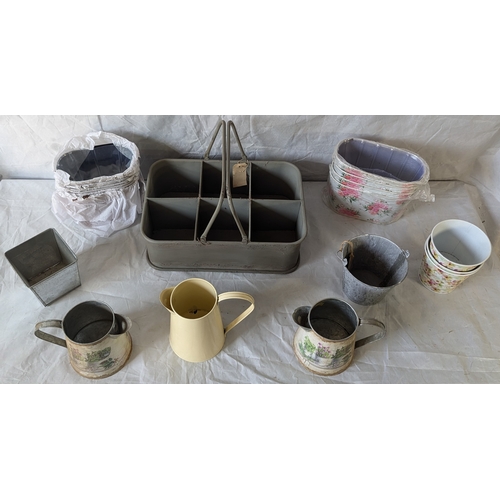 70 - A Selection Of Decorative Metalwares Including Jugs And Planters