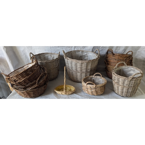 73 - A Large Box Of Wicker Baskets - 17 In Total