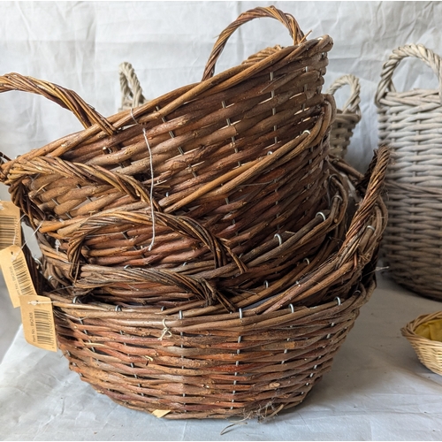 73 - A Large Box Of Wicker Baskets - 17 In Total