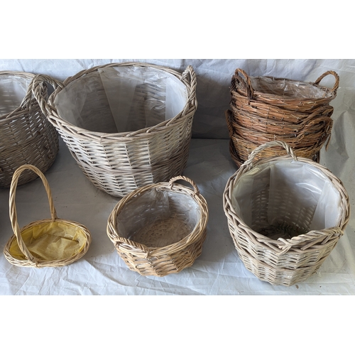 73 - A Large Box Of Wicker Baskets - 17 In Total