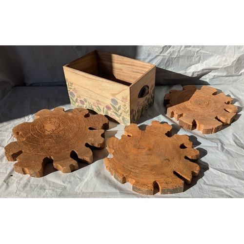 83 - 3 Decorative Wood Slices In Box