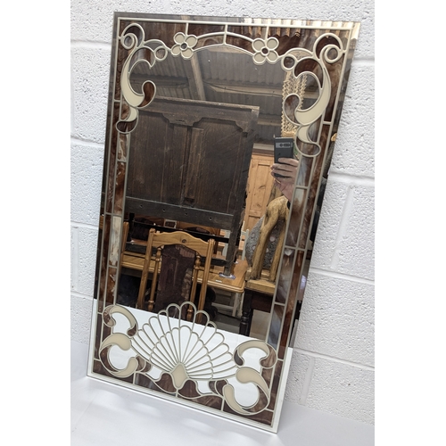 645 - An Art Deco Style Wall Hanging Mirror - 91 x 51cm