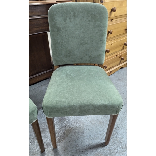 680 - .A Set Of 4x Green Upholstered Dining Chairs