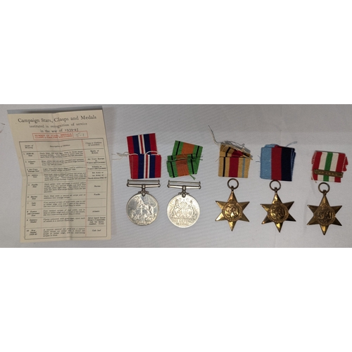 754 - A WWII Medal Group - Africa Star, Italy Star, 1939-45 Star, War Modal, Defence Modal