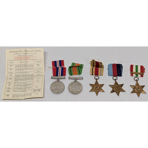 754 - A WWII Medal Group - Africa Star, Italy Star, 1939-45 Star, War Modal, Defence Modal