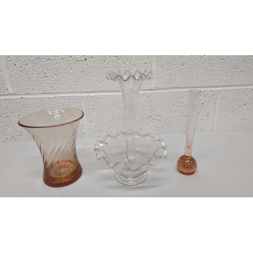 665 - .A Victorian Ruffle Glass Vase, Posy Bowl And Other Glassware