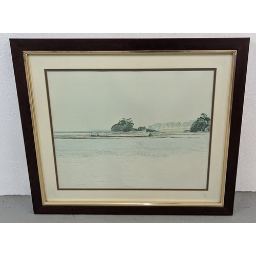 581 - .A Framed Picture of an Estuary Barge Under Non Reflective Glass 60 x 45cm