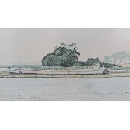 581 - .A Framed Picture of an Estuary Barge Under Non Reflective Glass 60 x 45cm